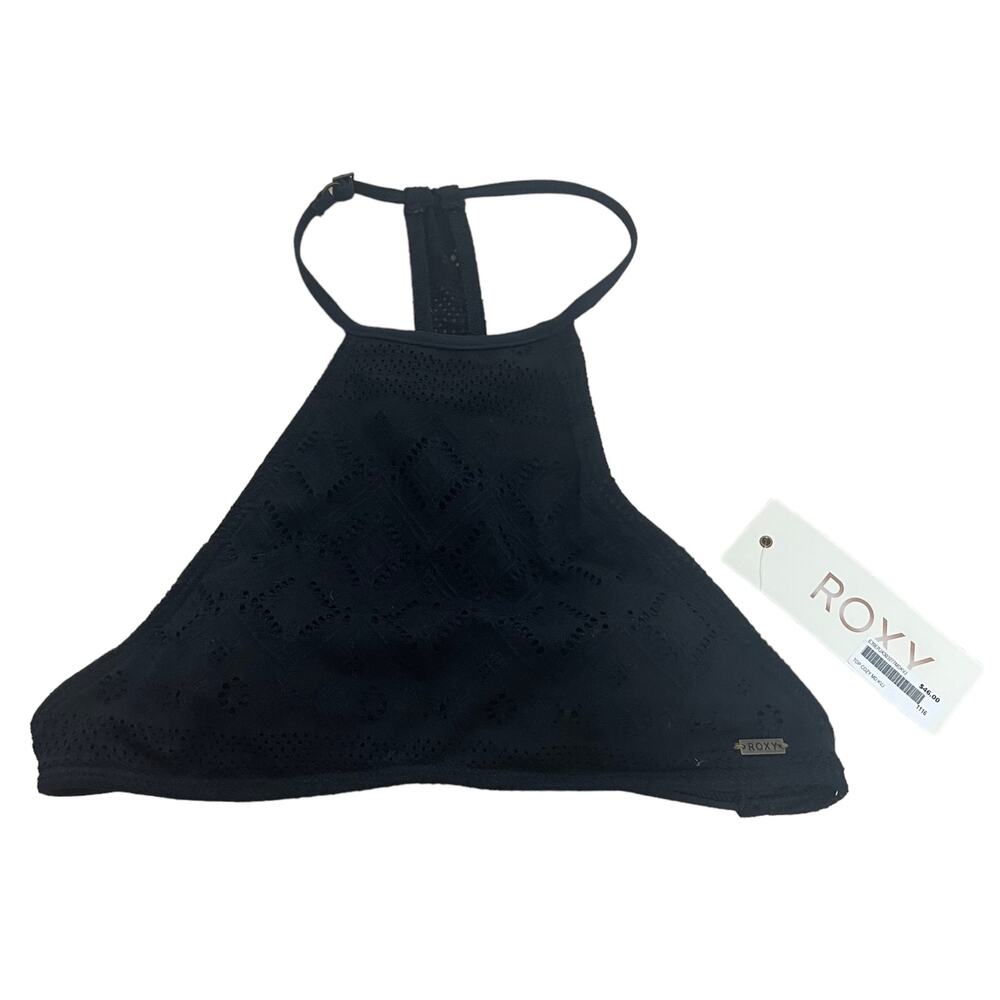 Roxy NWT Black Halter Bikini Top Medium